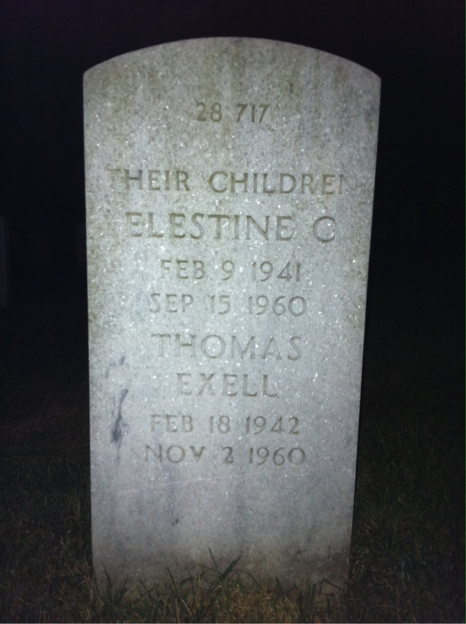 Back of headstone — Thomas William Johnson