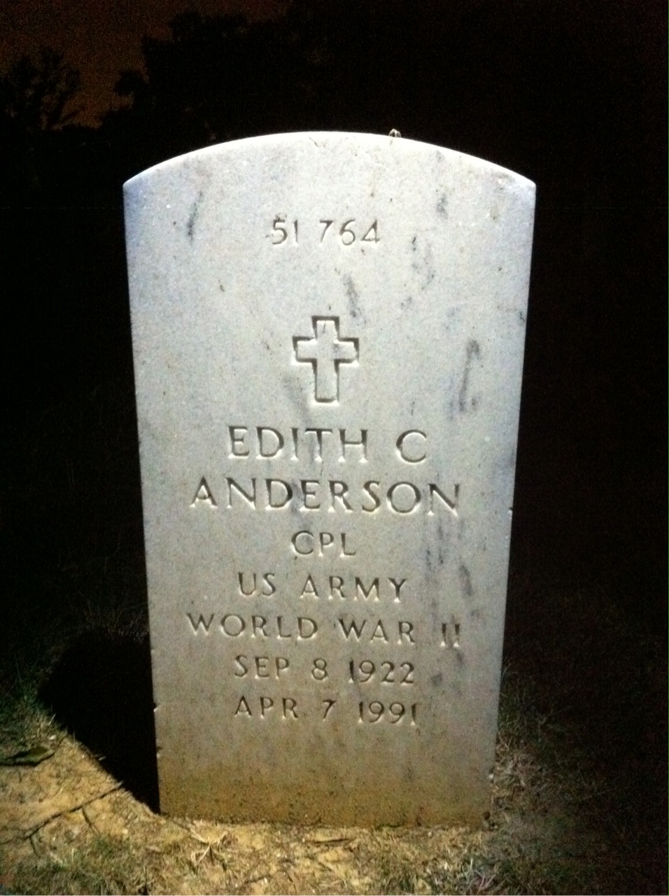 Back of headstone — William Anderson