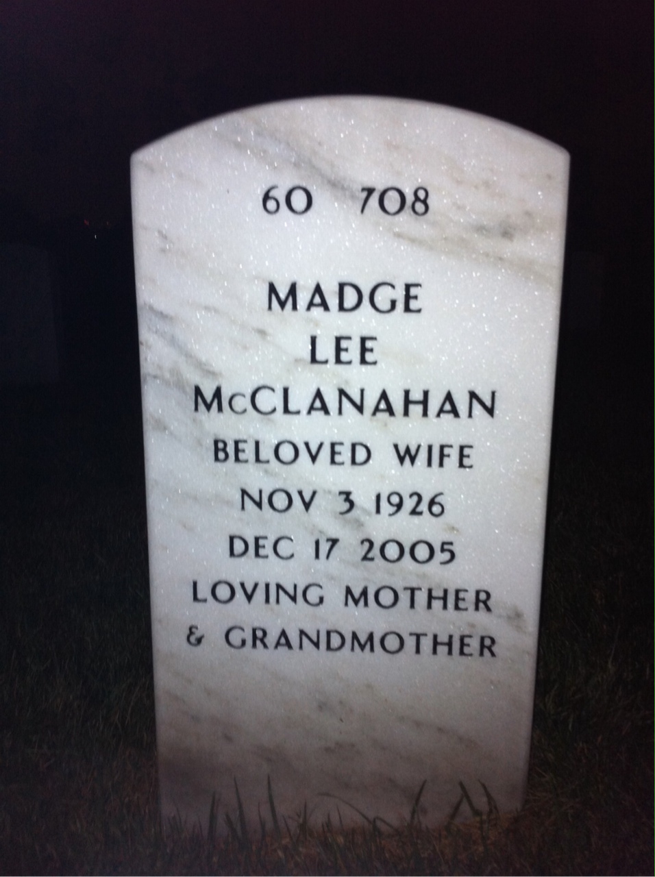 Back of headstone — June Swaby