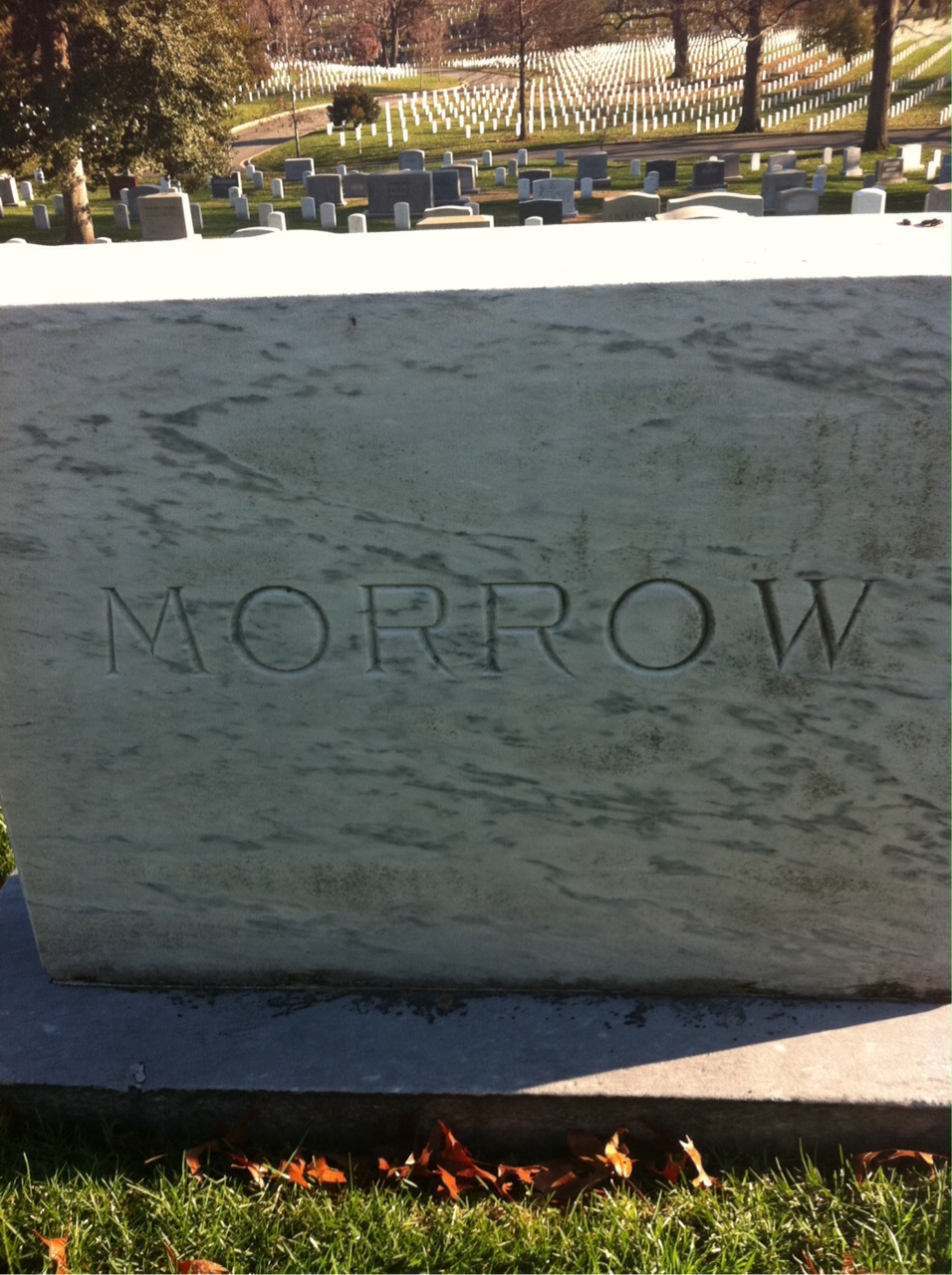 Back of headstone — William Morrow