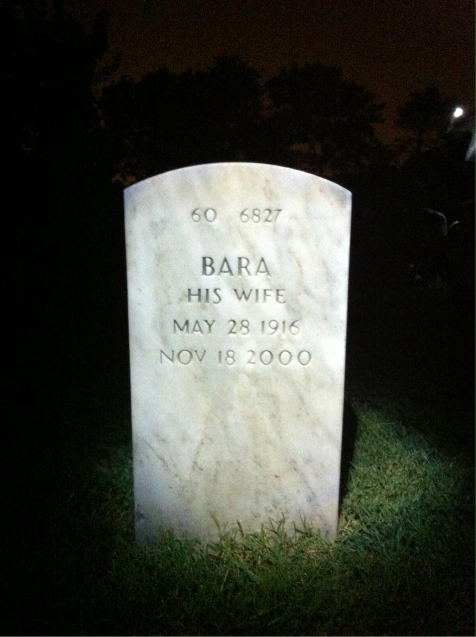 Back of headstone — Bara Mcneese