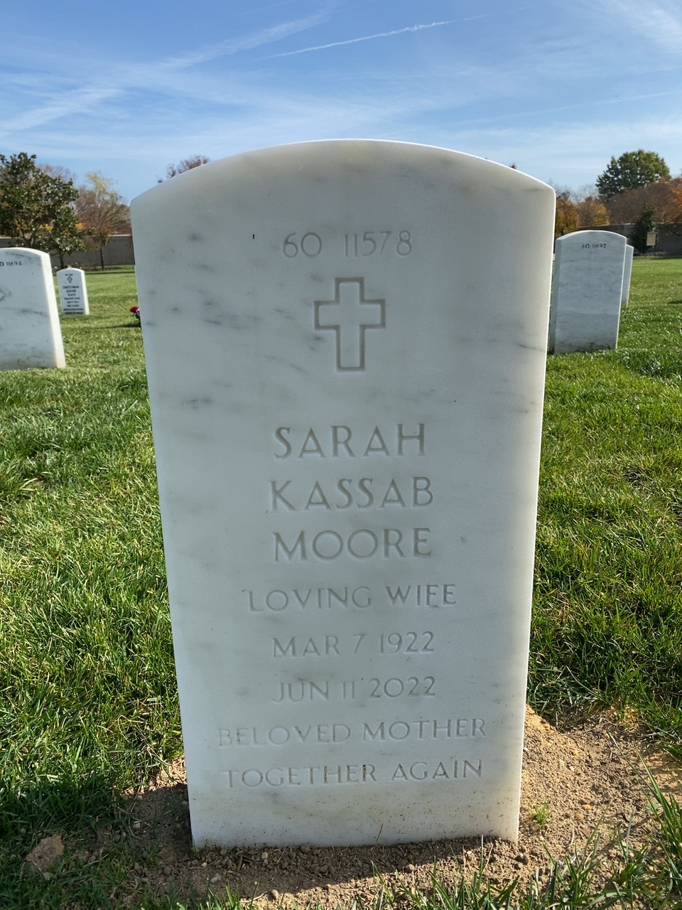 Back of headstone — Harry Moore