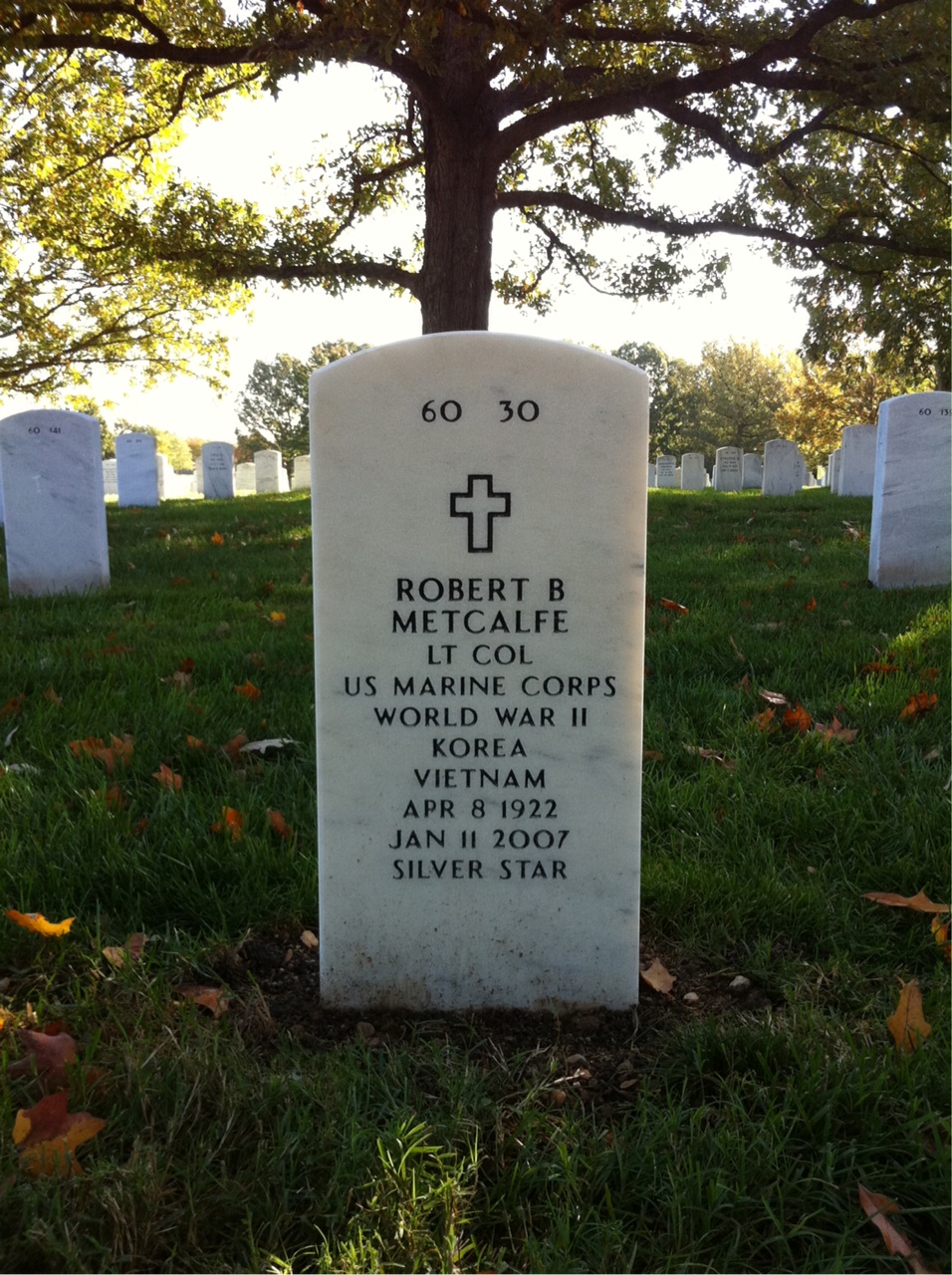Back of headstone — Robert Metcalfe
