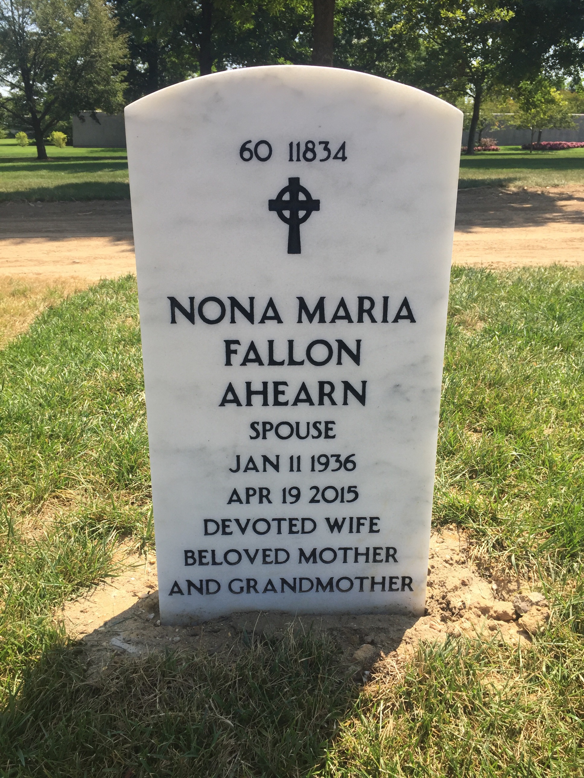 Back of headstone — Joseph Ahearn