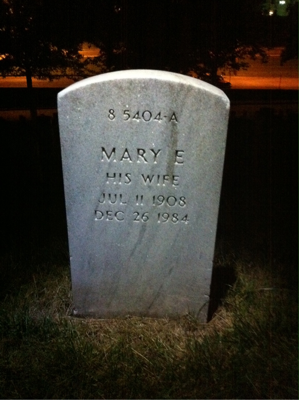Back of headstone — William Mulligan