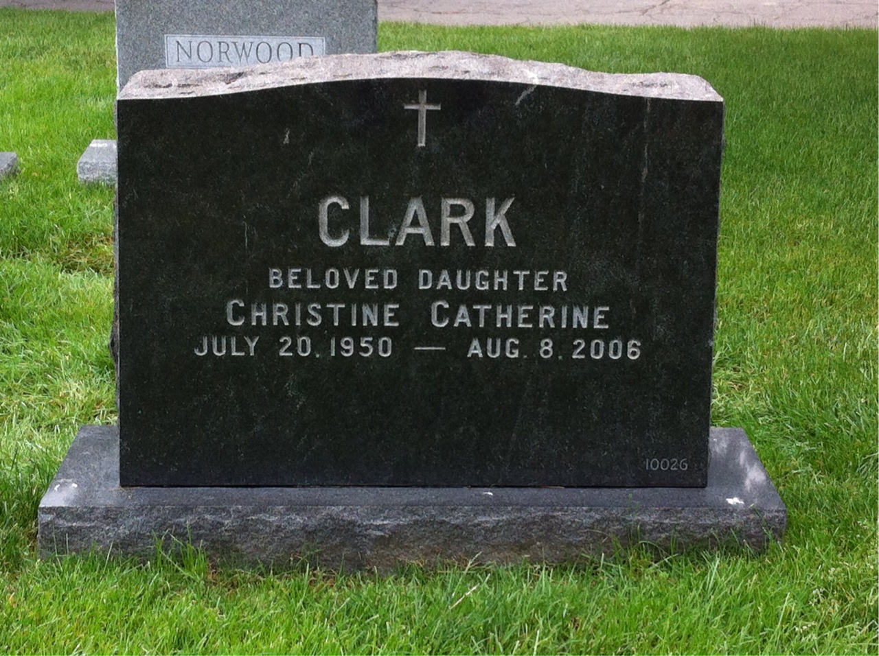 Back of headstone — Eugene Clark