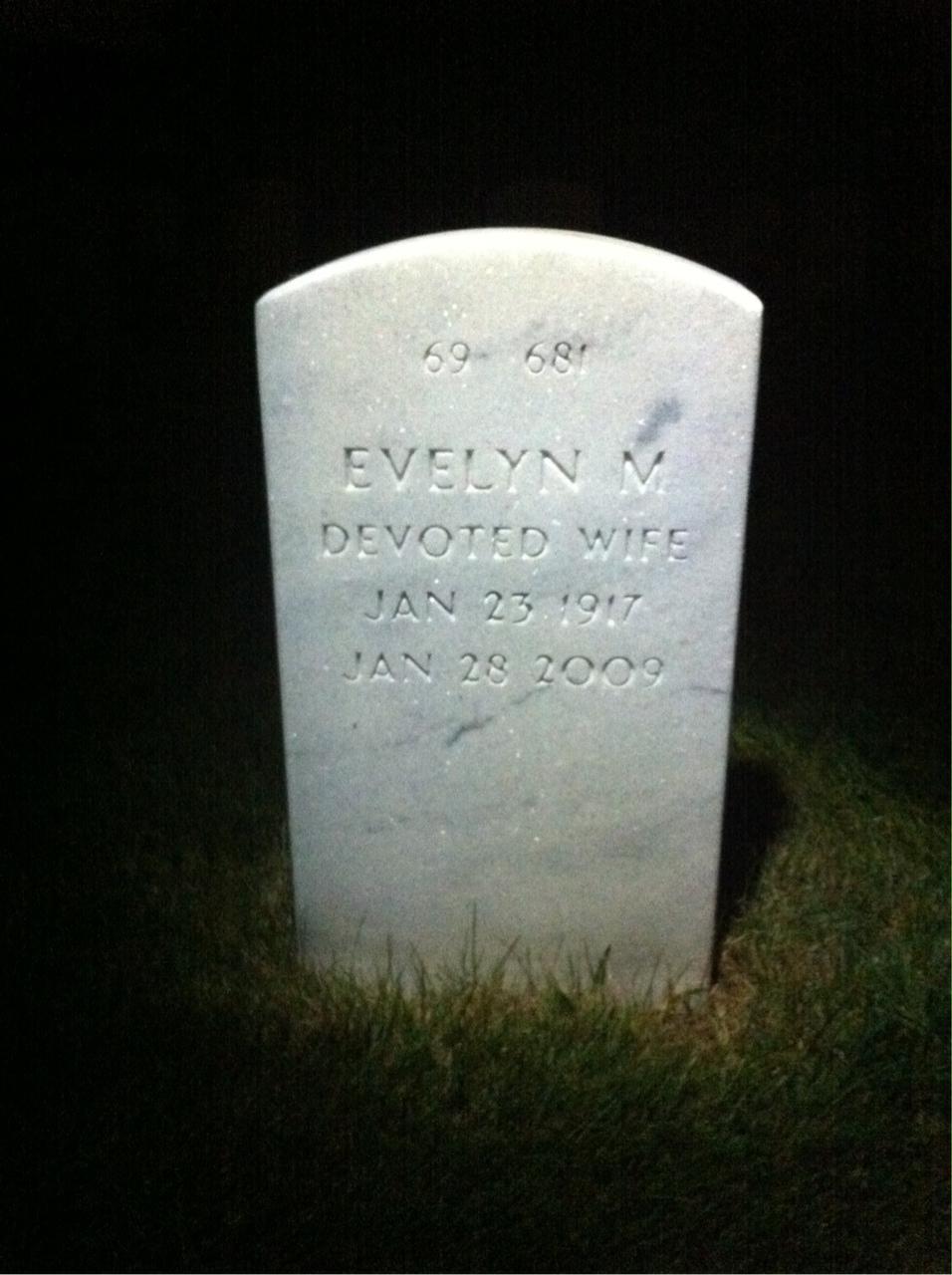 Back of headstone — Floyd Von Arx
