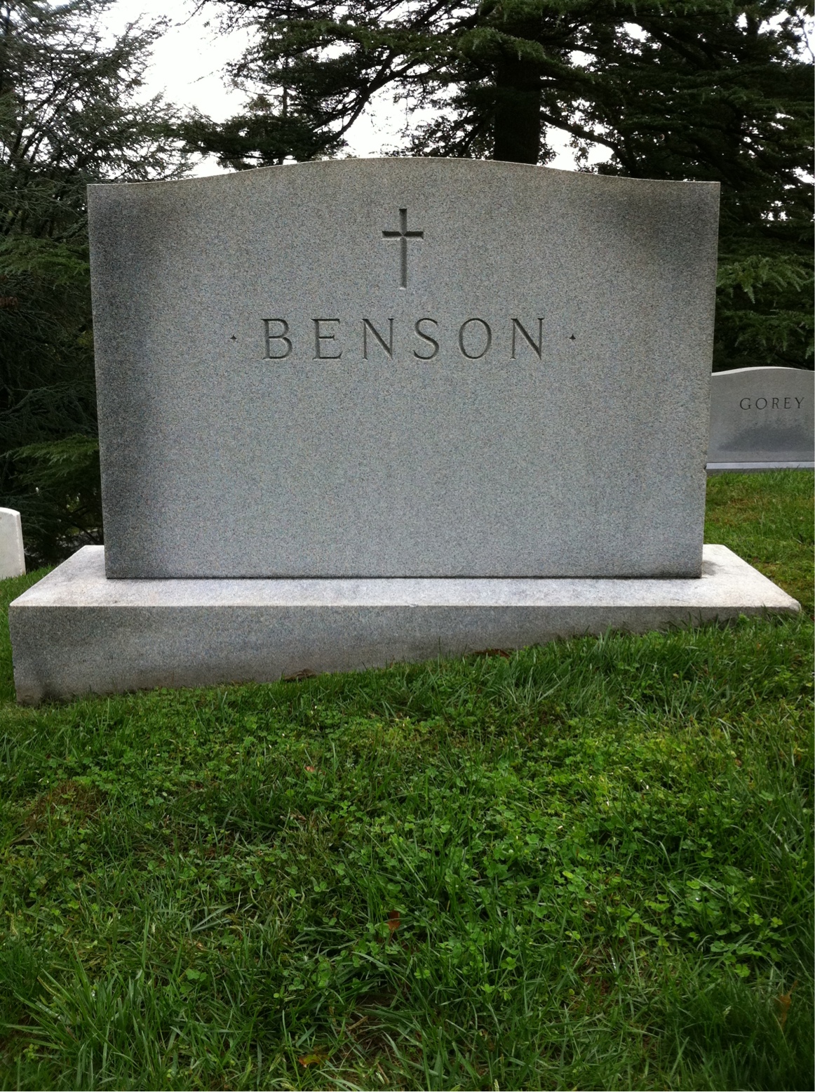 Back of headstone — William Benson
