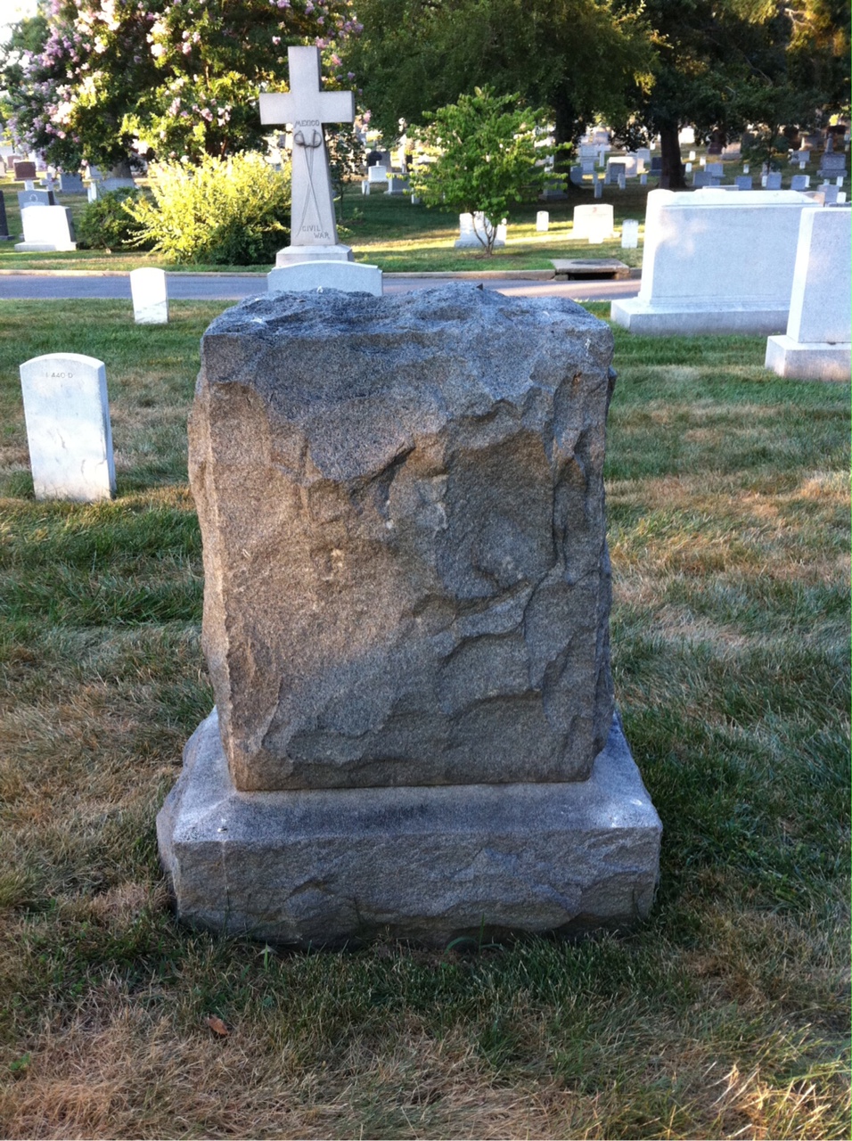Back of headstone — Adelia Mitchell