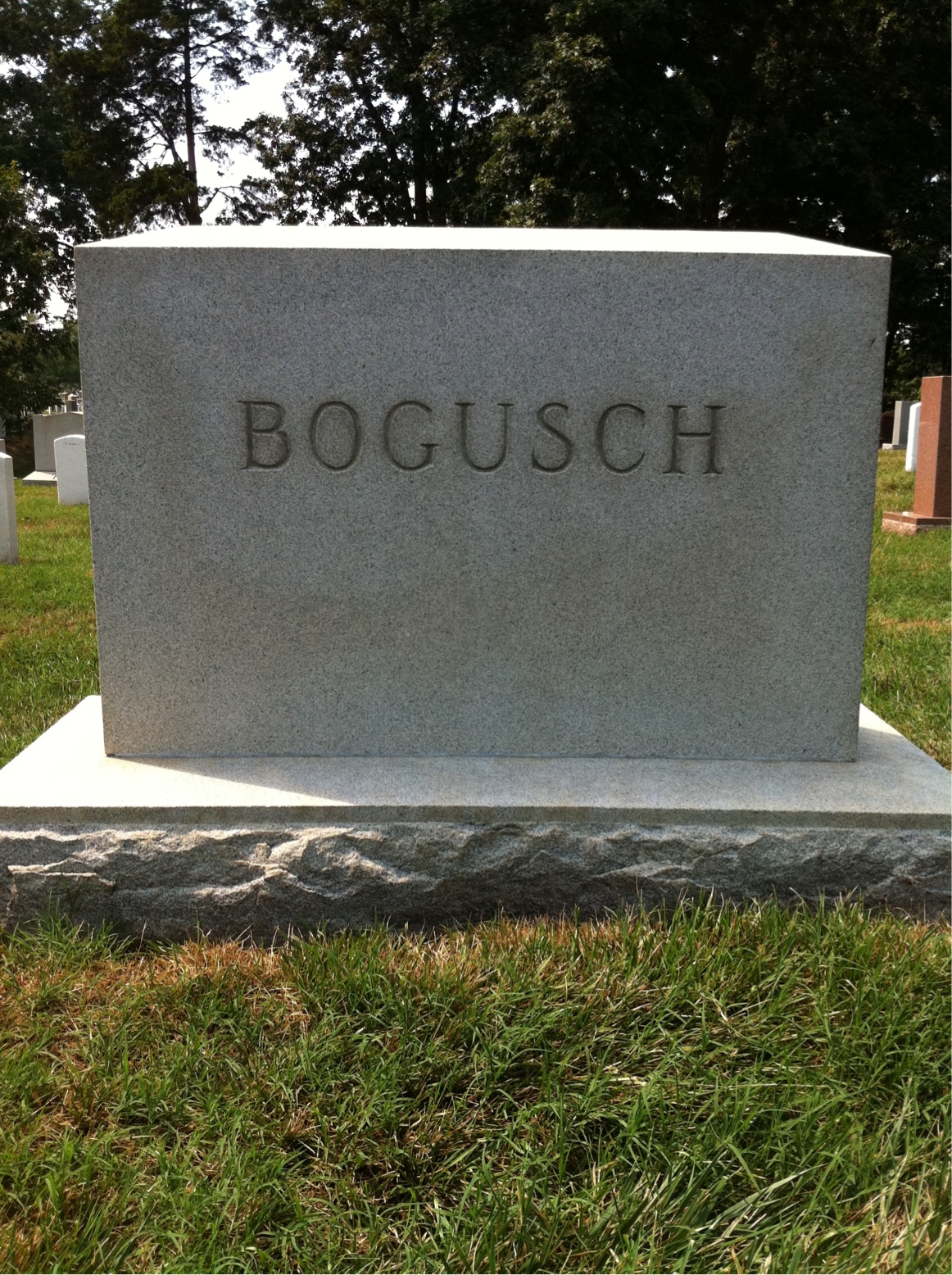 Back of headstone — Harry Bogusch