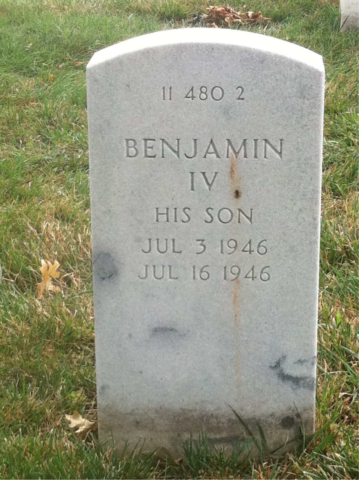 Back of headstone — Alexander Corey