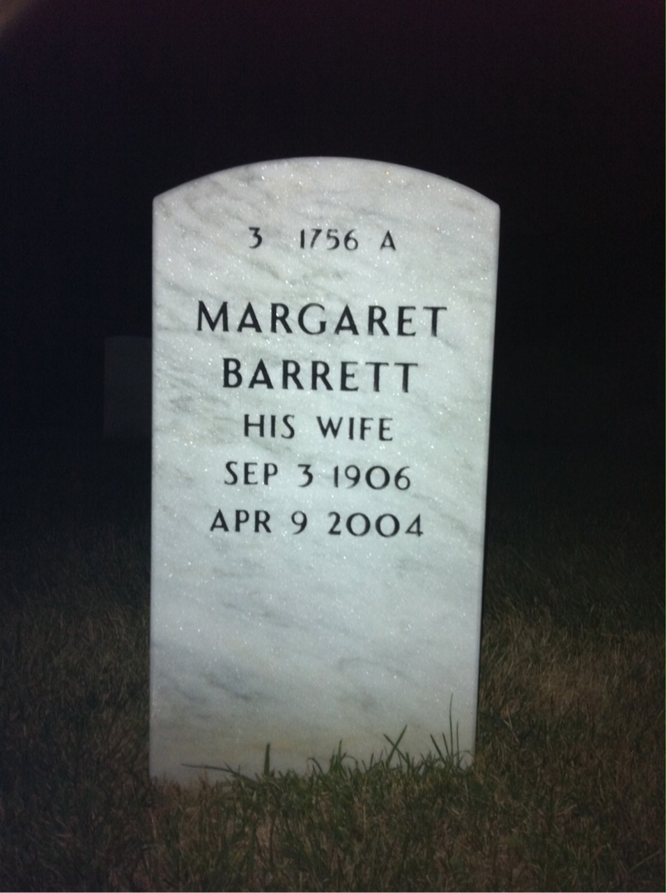 Back of headstone — Ned Woodman