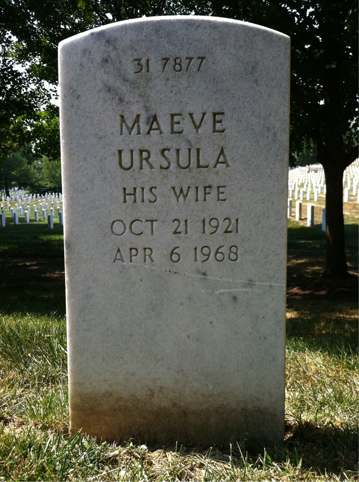 Back of headstone — Maeve Anderson