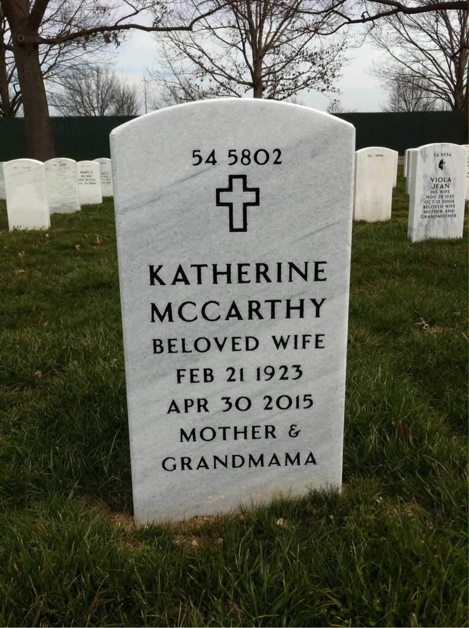 Back of headstone — Wyndham Clark