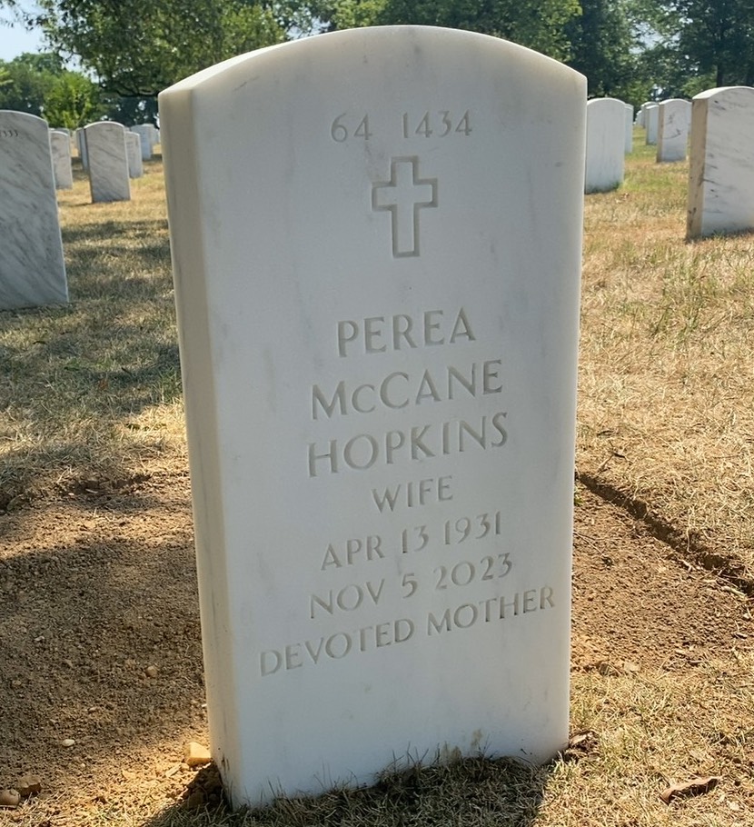 Back of headstone — Milton Hopkins