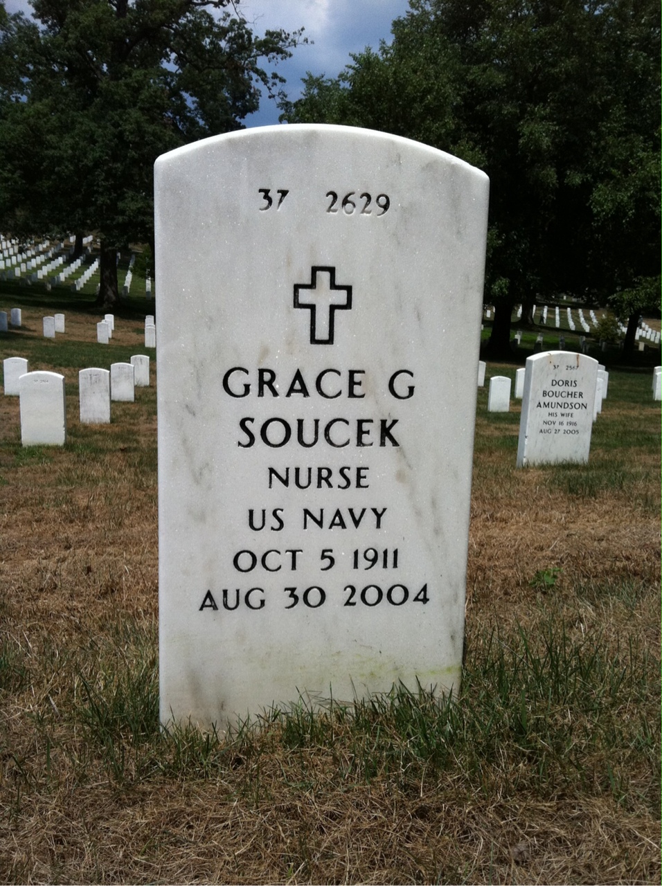 Back of headstone — Grace Soucek