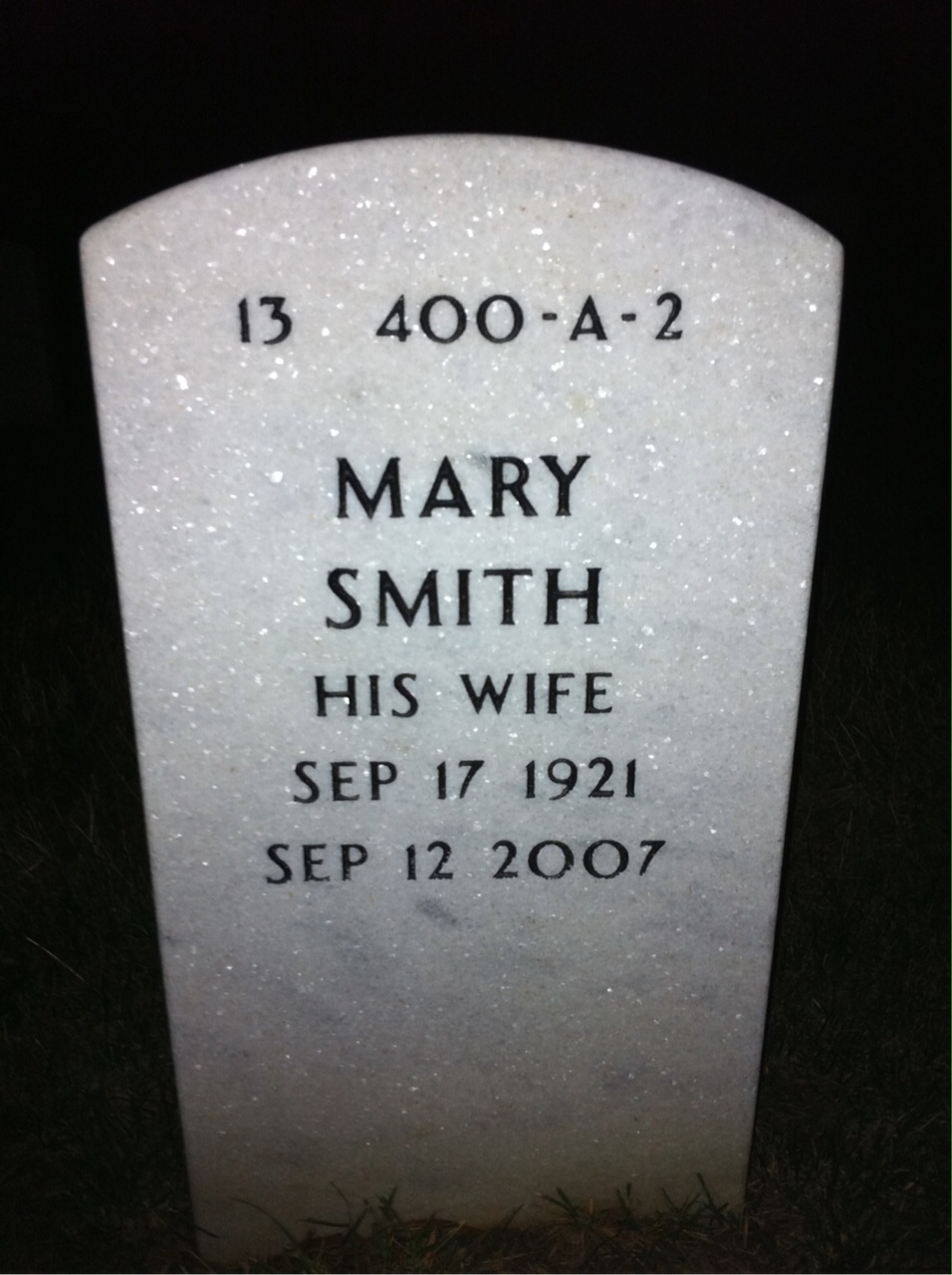 Back of headstone — Ernest Patterson