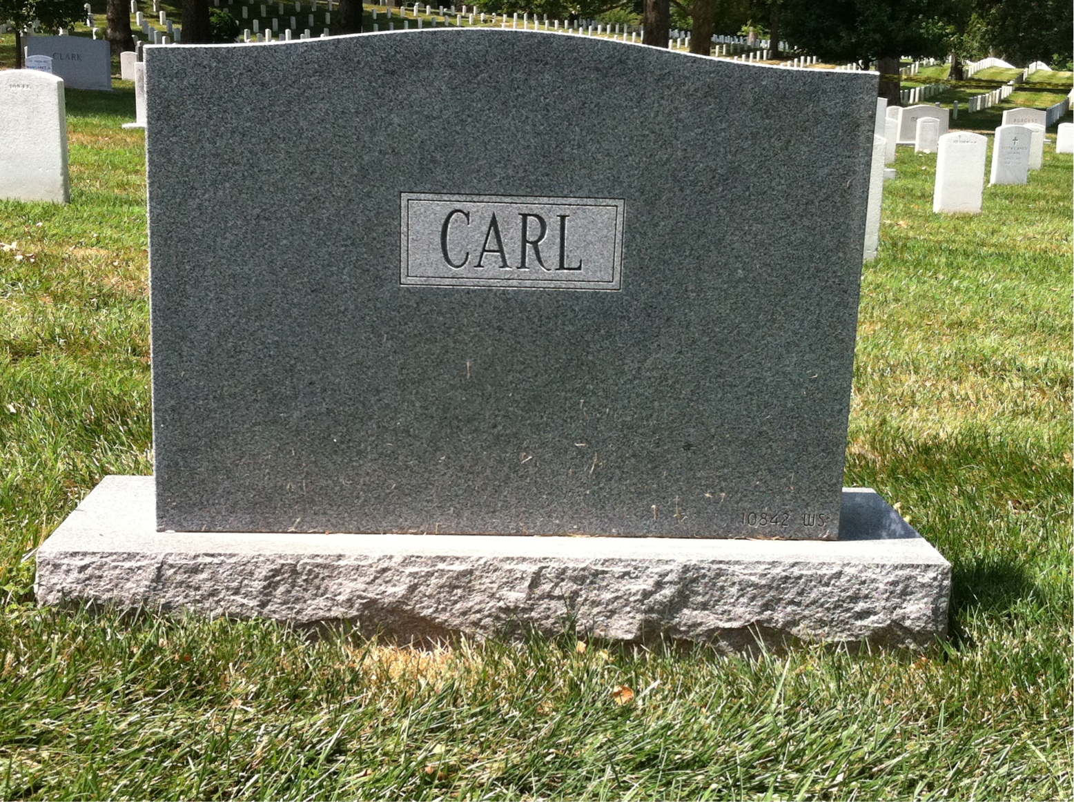 Back of headstone — Frederick Carl