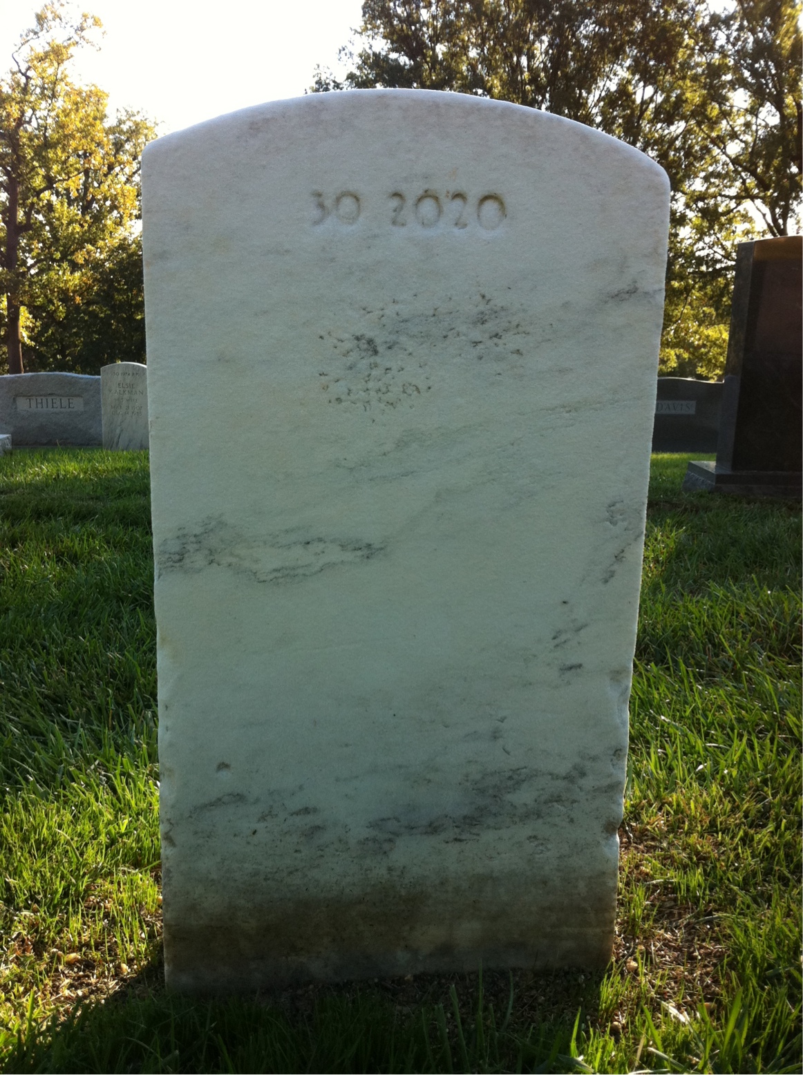 Back of headstone — William V Thomas