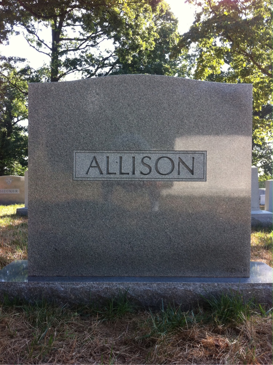 Back of headstone — Royal Allison