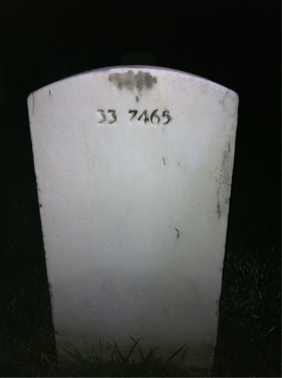 Back of headstone — Samuel Marshall