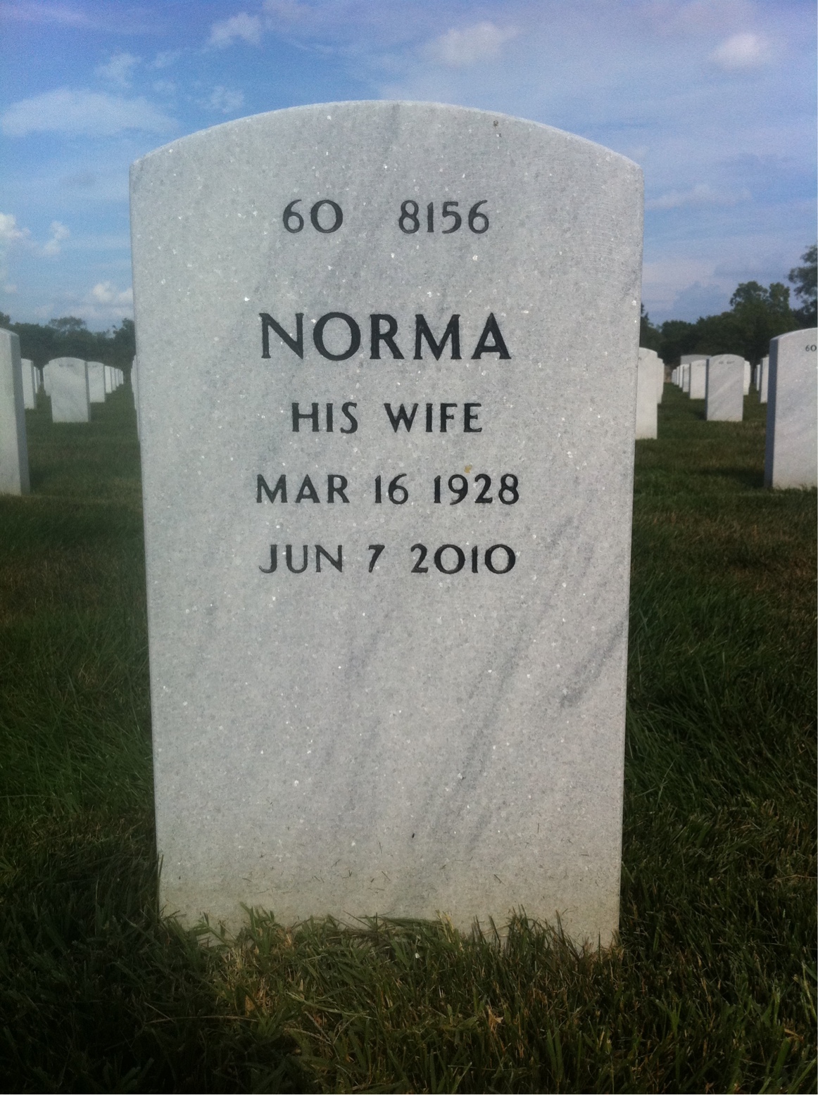 Back of headstone — Robert Tomlin