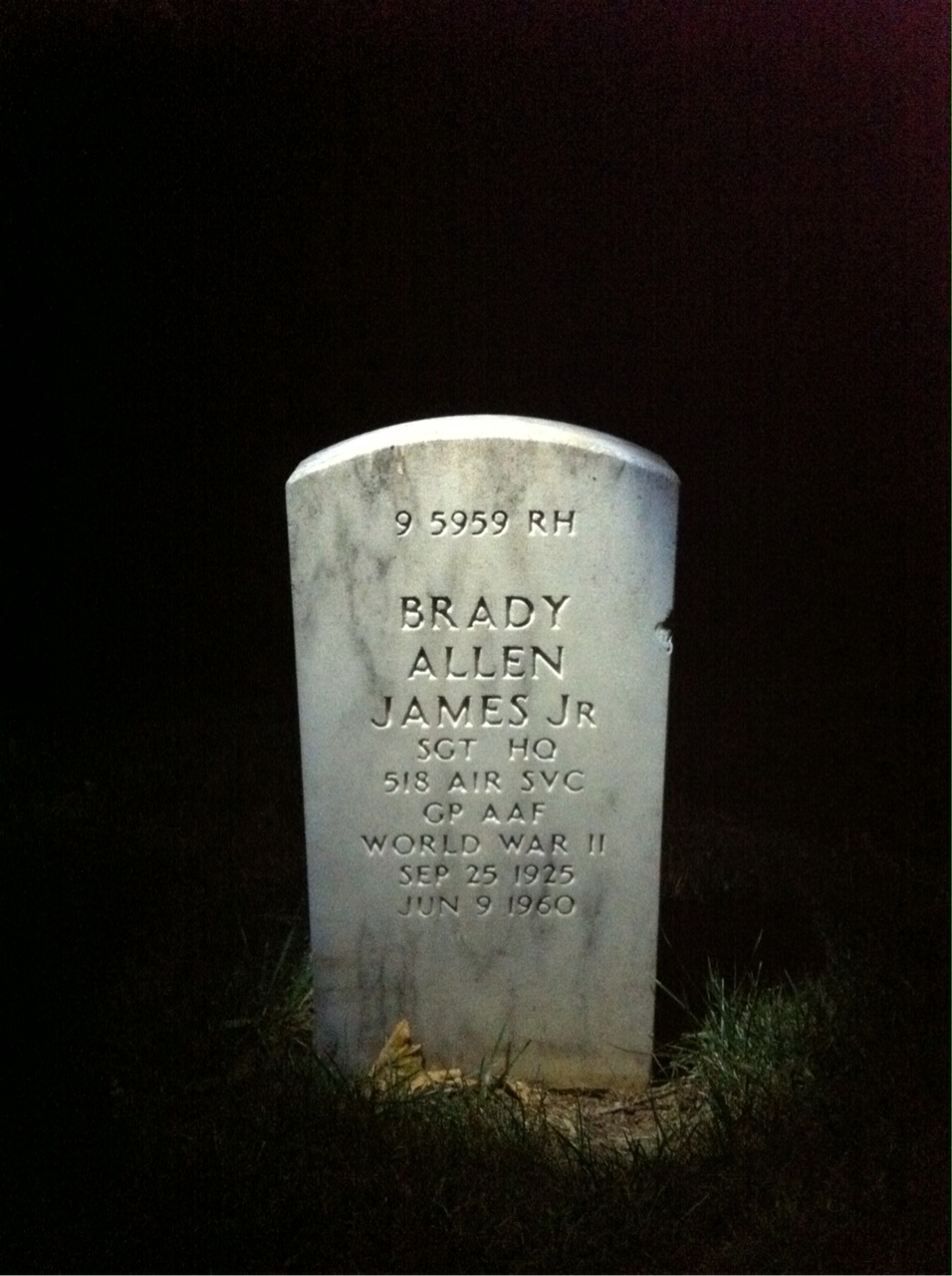 Back of headstone — Ruth A James