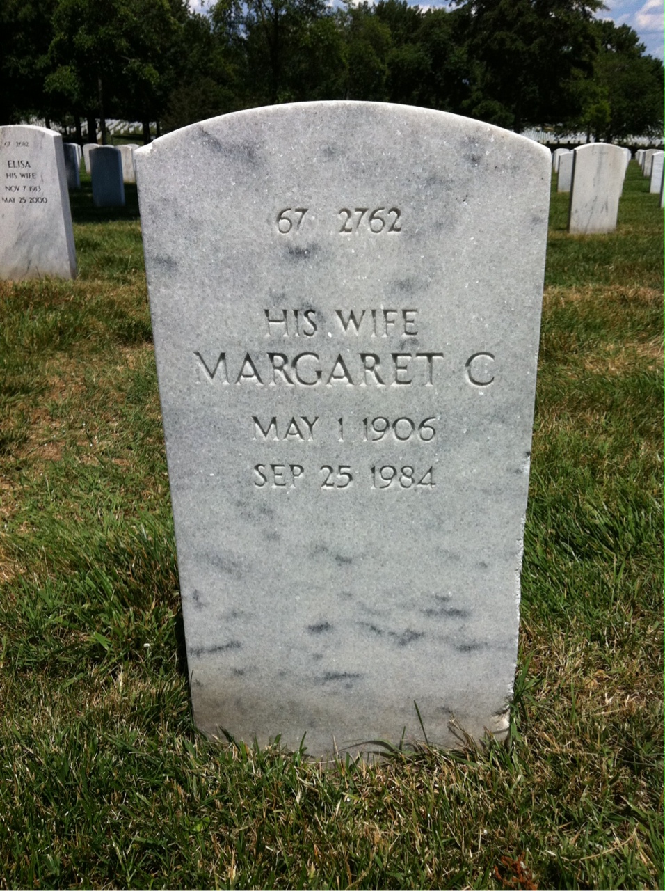 Back of headstone — Alford Hart