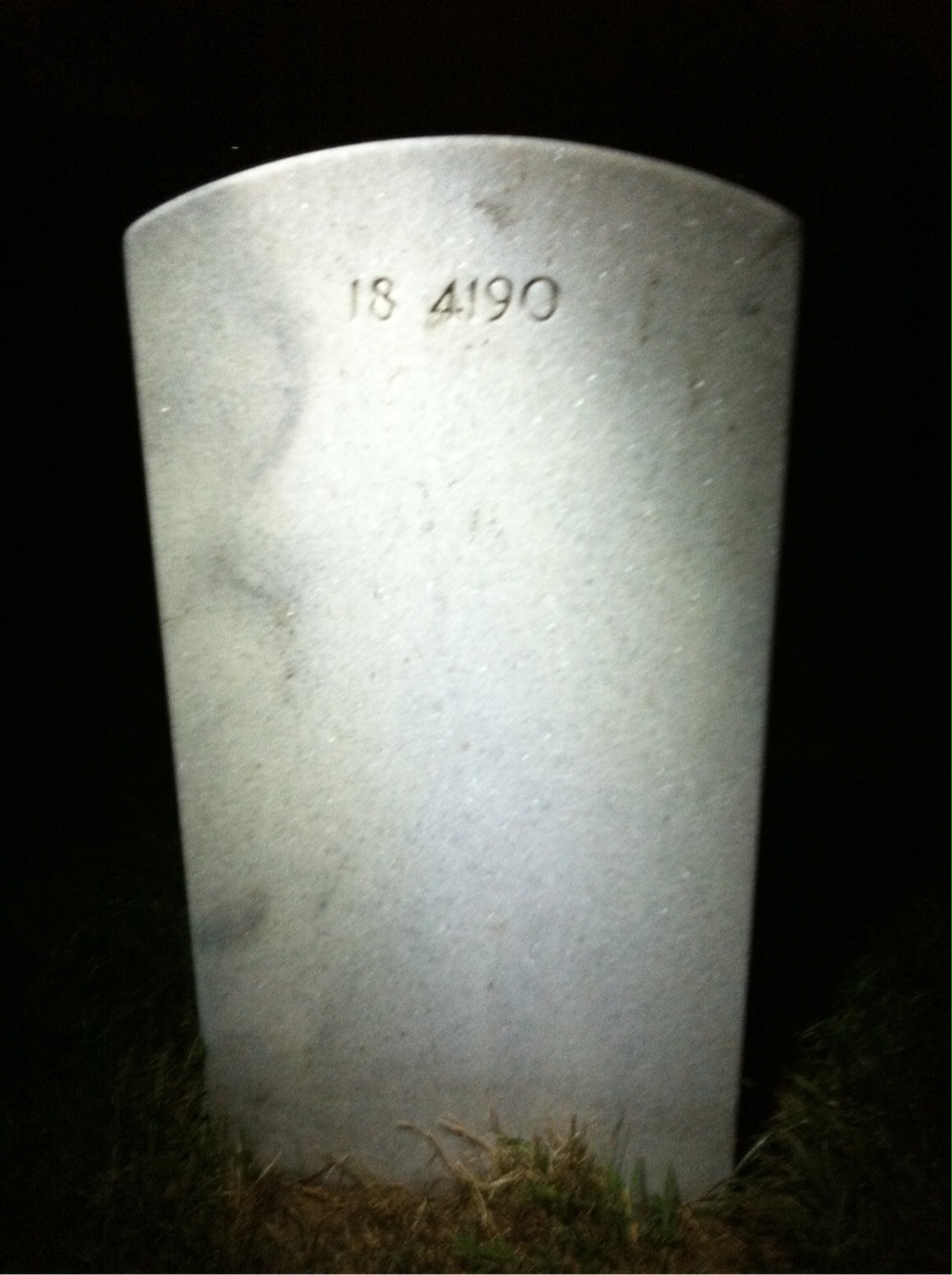 Back of headstone — William Alred