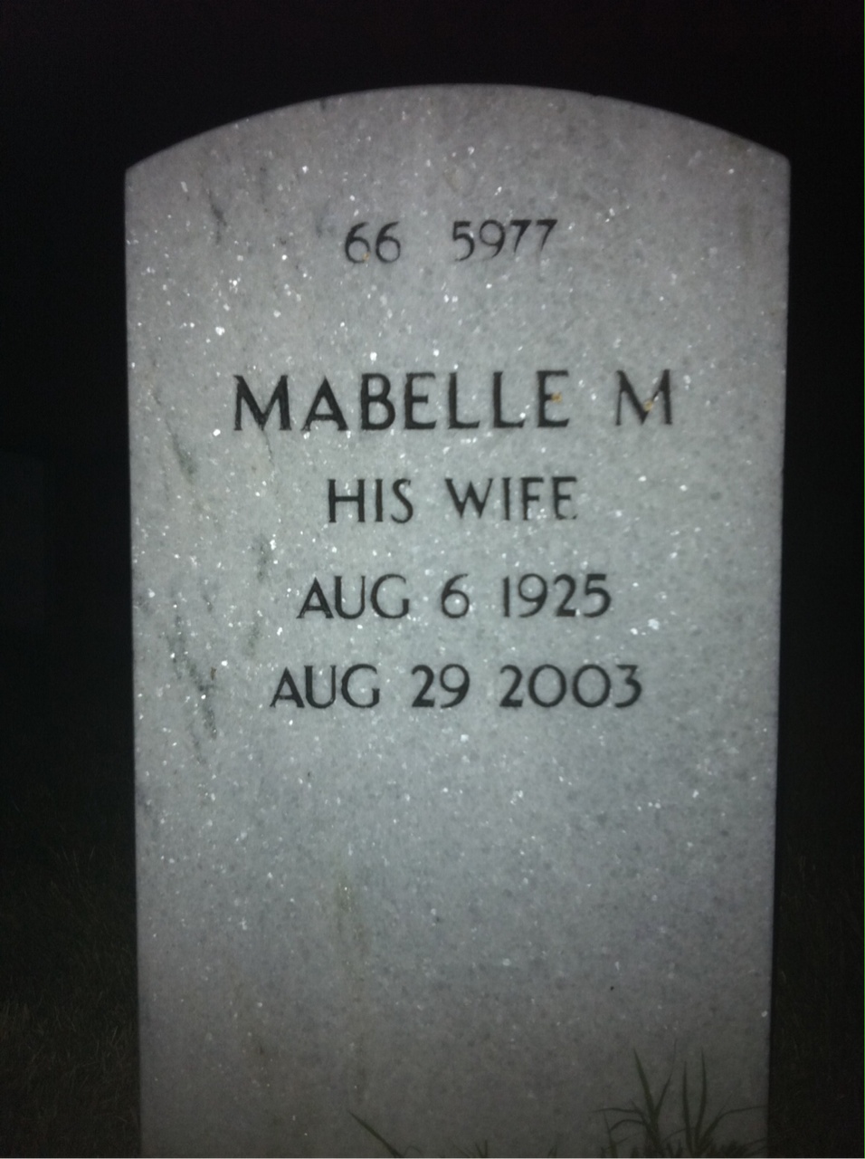 Back of headstone — W Yarosh
