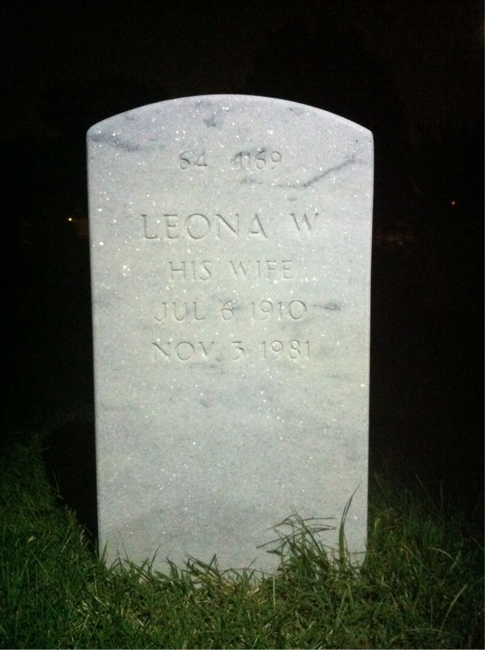 Back of headstone — Leona Aebischer