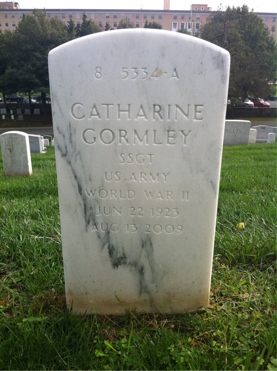 Back of headstone — Donald Mann