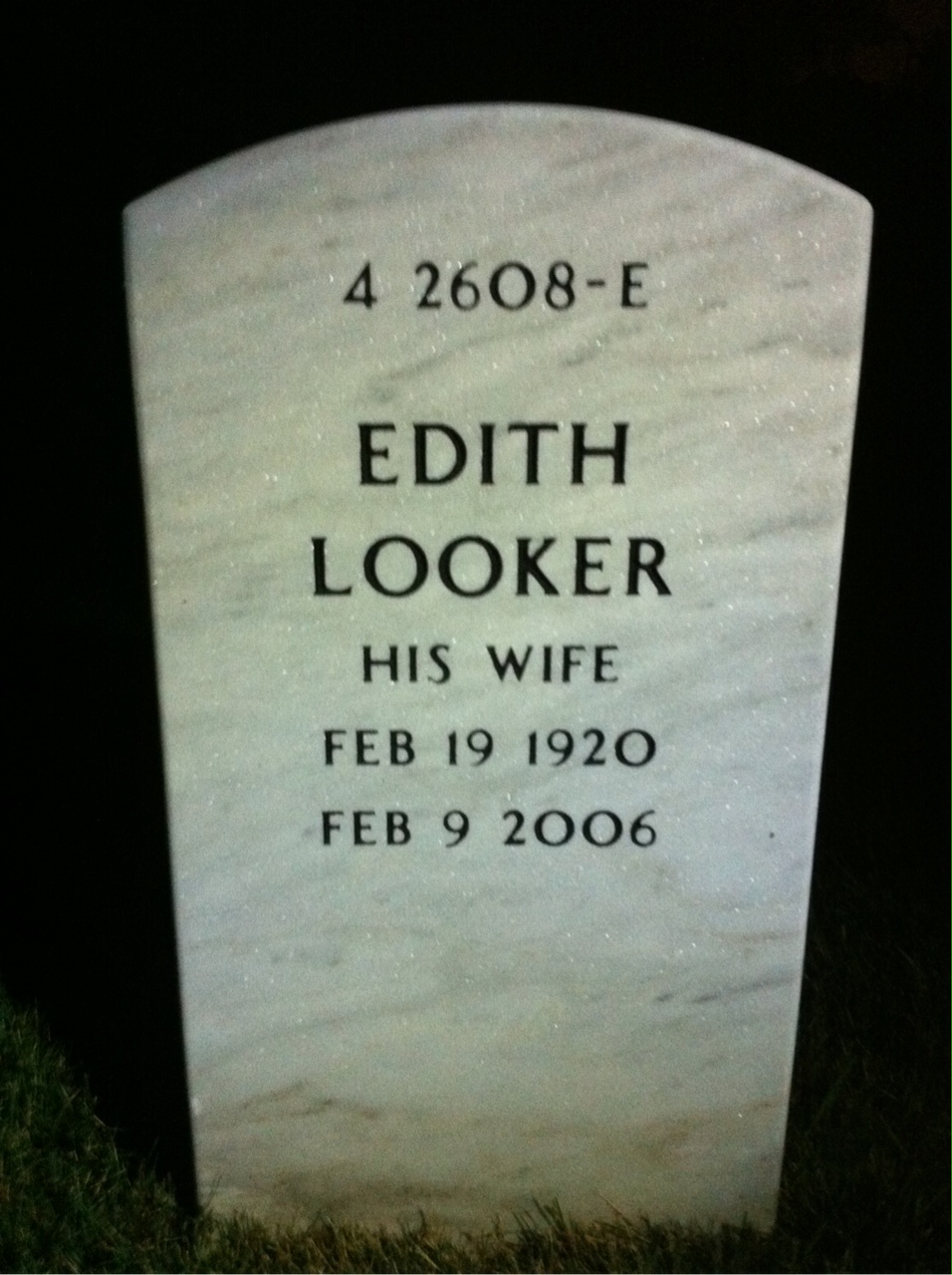 Back of headstone — Arthur Mitchell