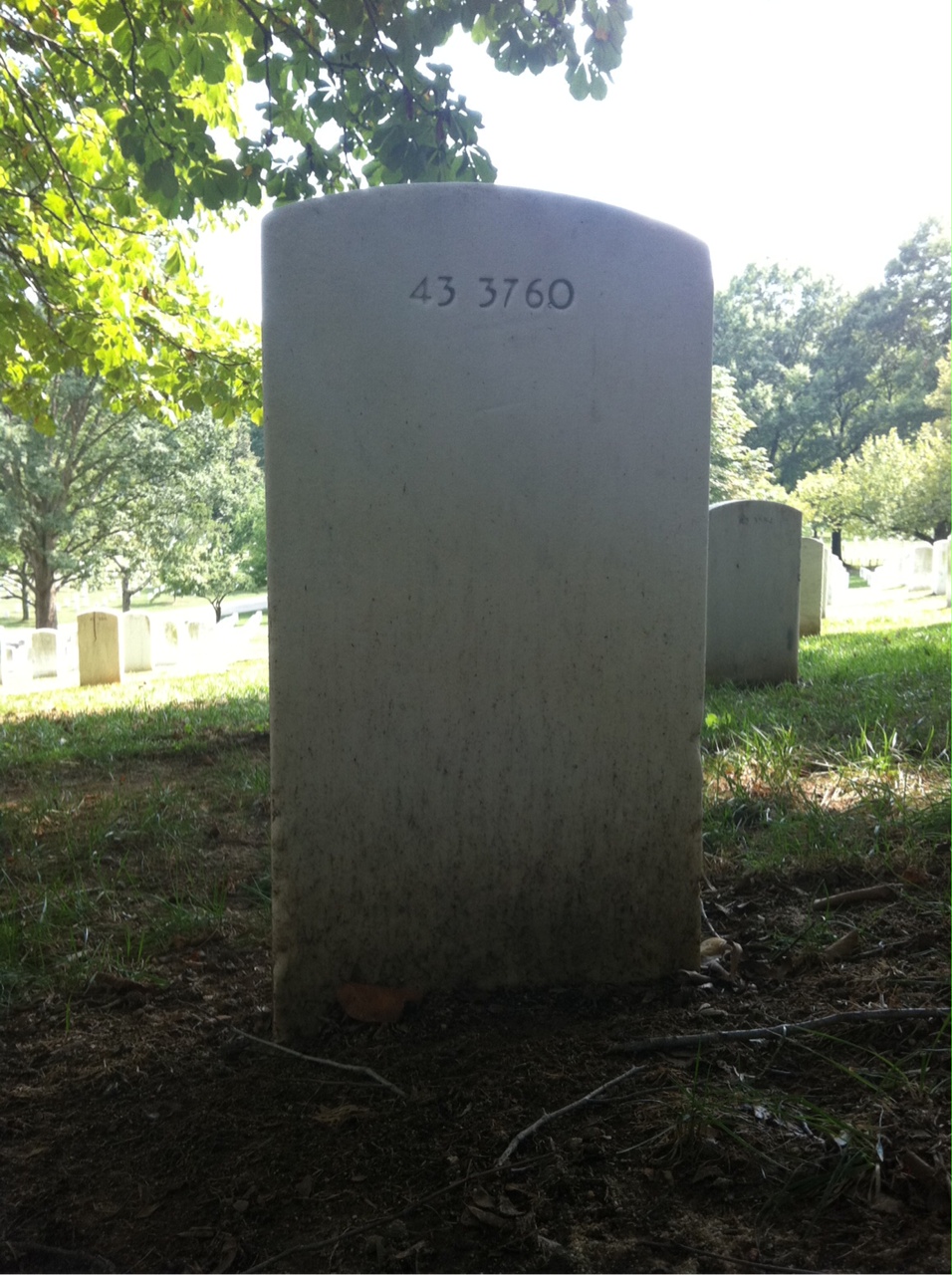 Back of headstone — Michael Adams