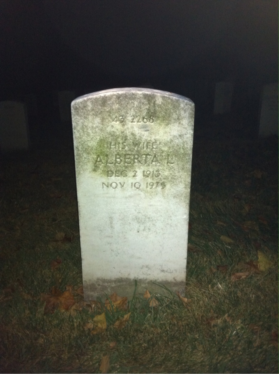 Back of headstone — Alberta Blake