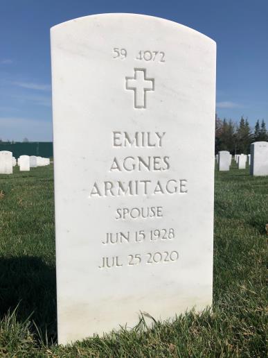 Back of headstone — Gerard Armitage