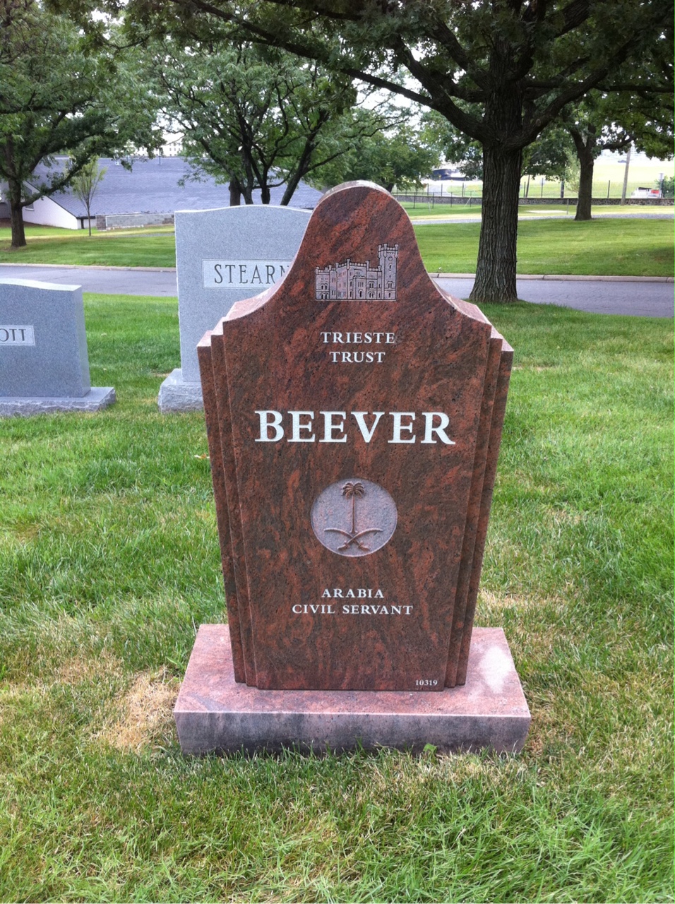 Back of headstone — Roger Beever