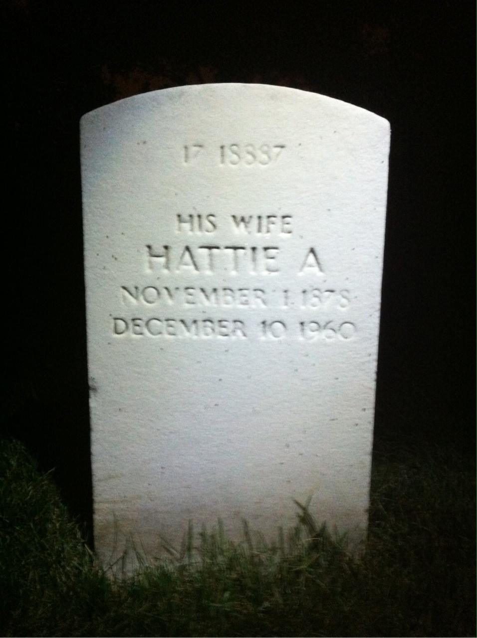 Back of headstone — William Benninghoven