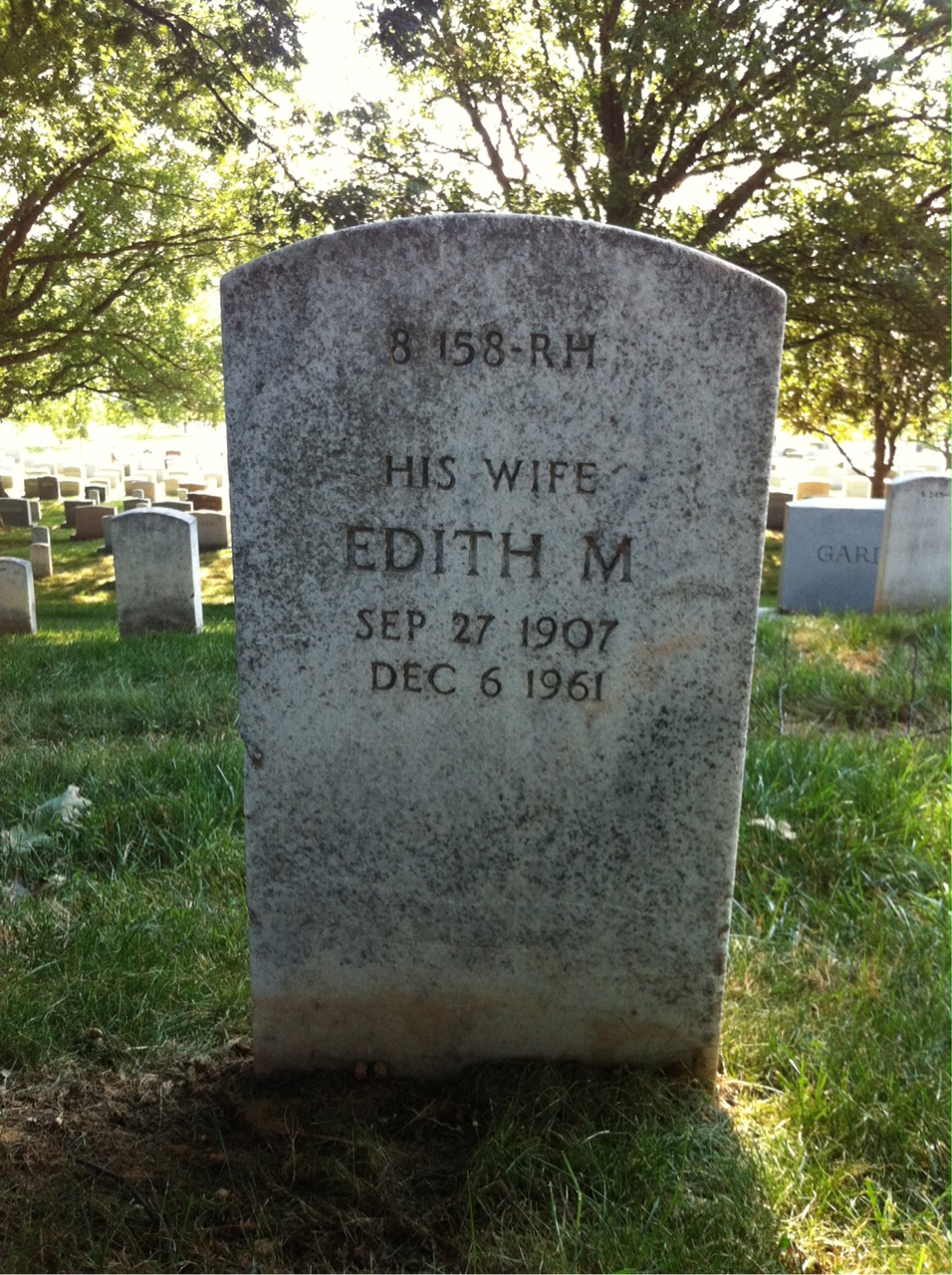 Back of headstone — Edith Ailes