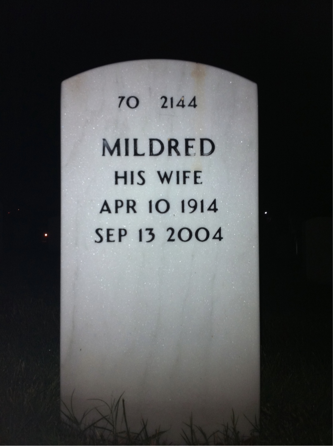 Back of headstone — William Zaveczky