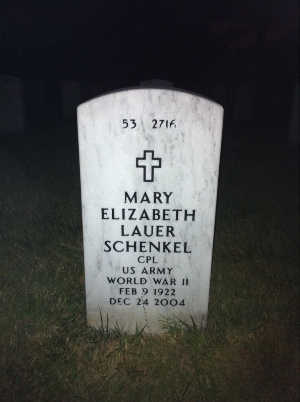 Back of headstone — Bernard Schenkel