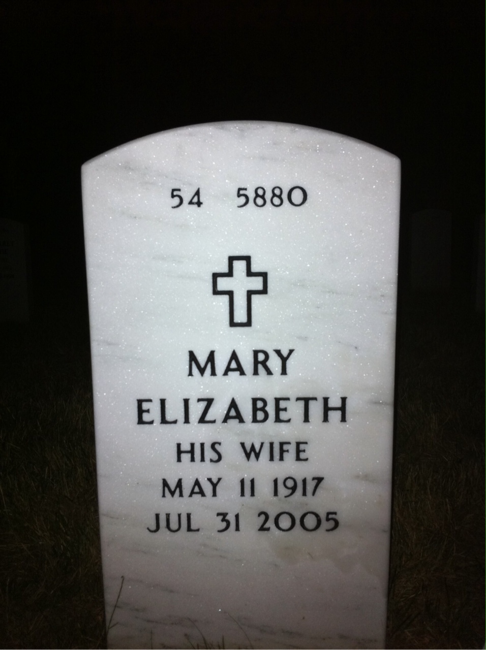 Back of headstone — James Ehringer