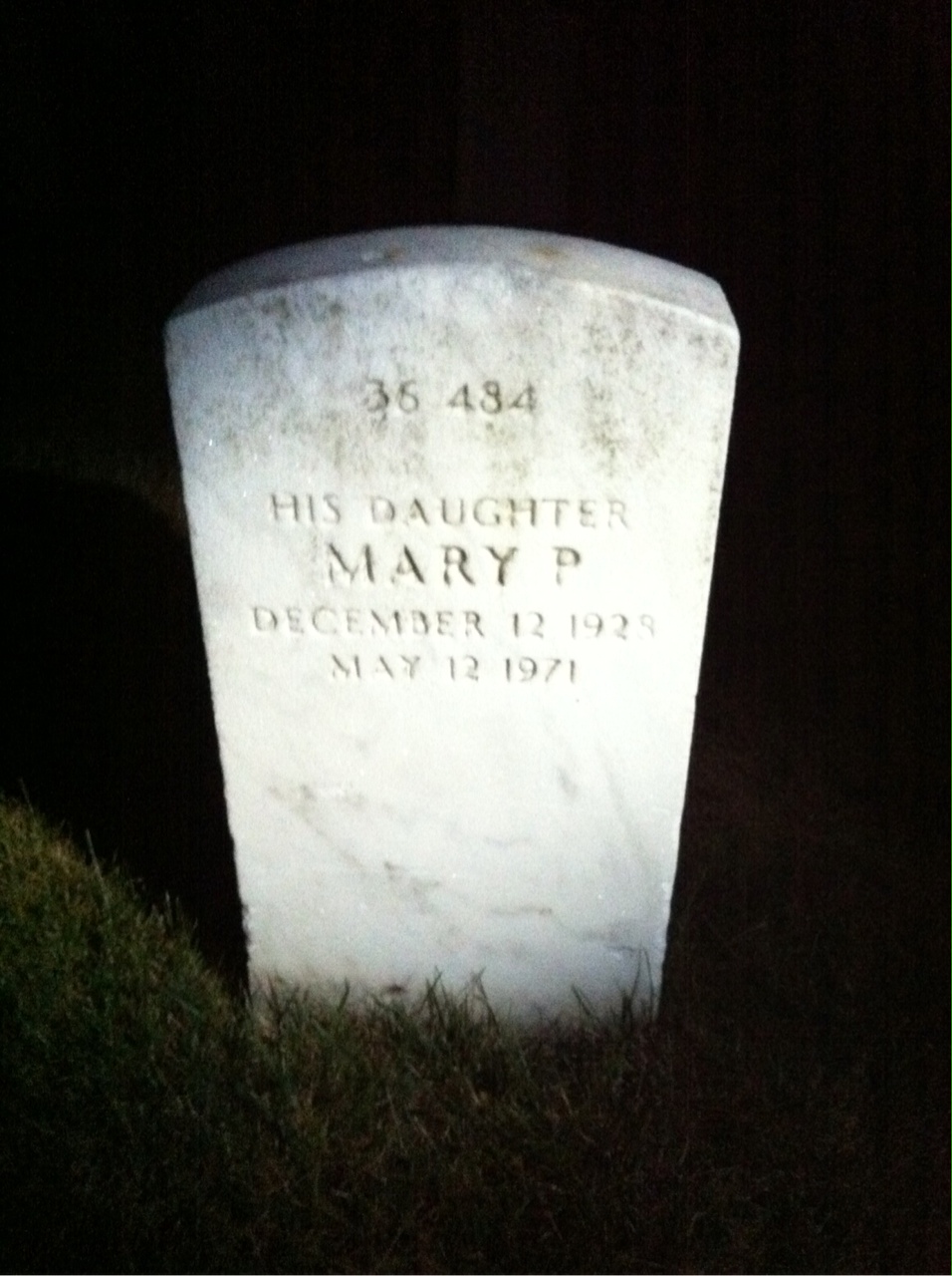 Back of headstone — Mary Cox