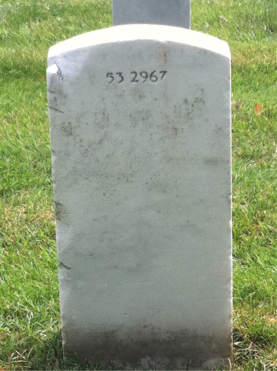 Back of headstone — Roger Monohan