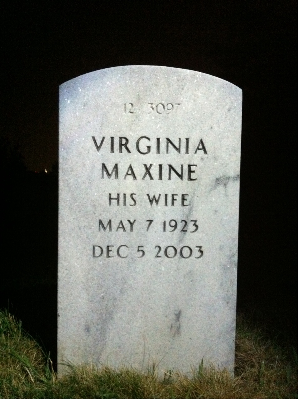 Back of headstone — Orlo Harkness