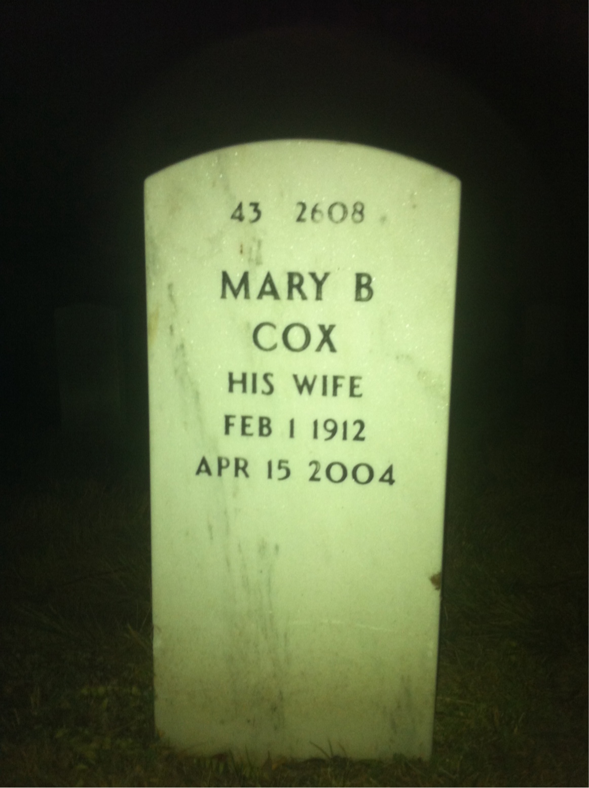 Back of headstone — Orville Hudgins