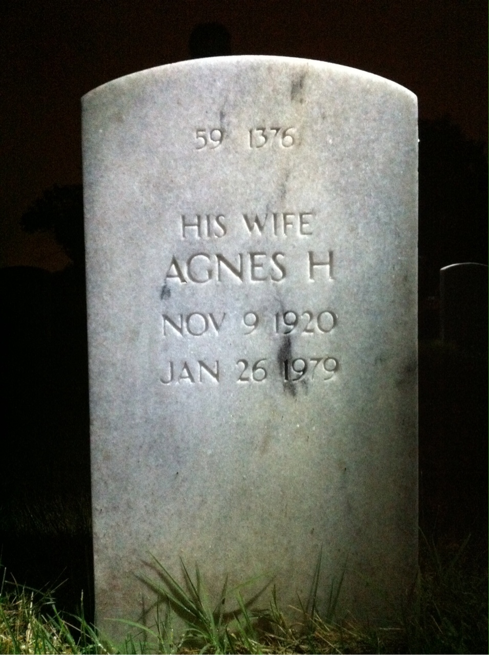 Back of headstone — Agnes Keiser