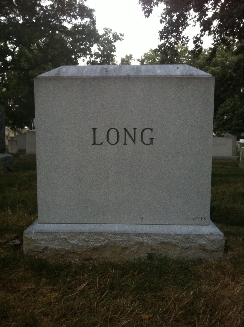 Back of headstone — Herndon Long