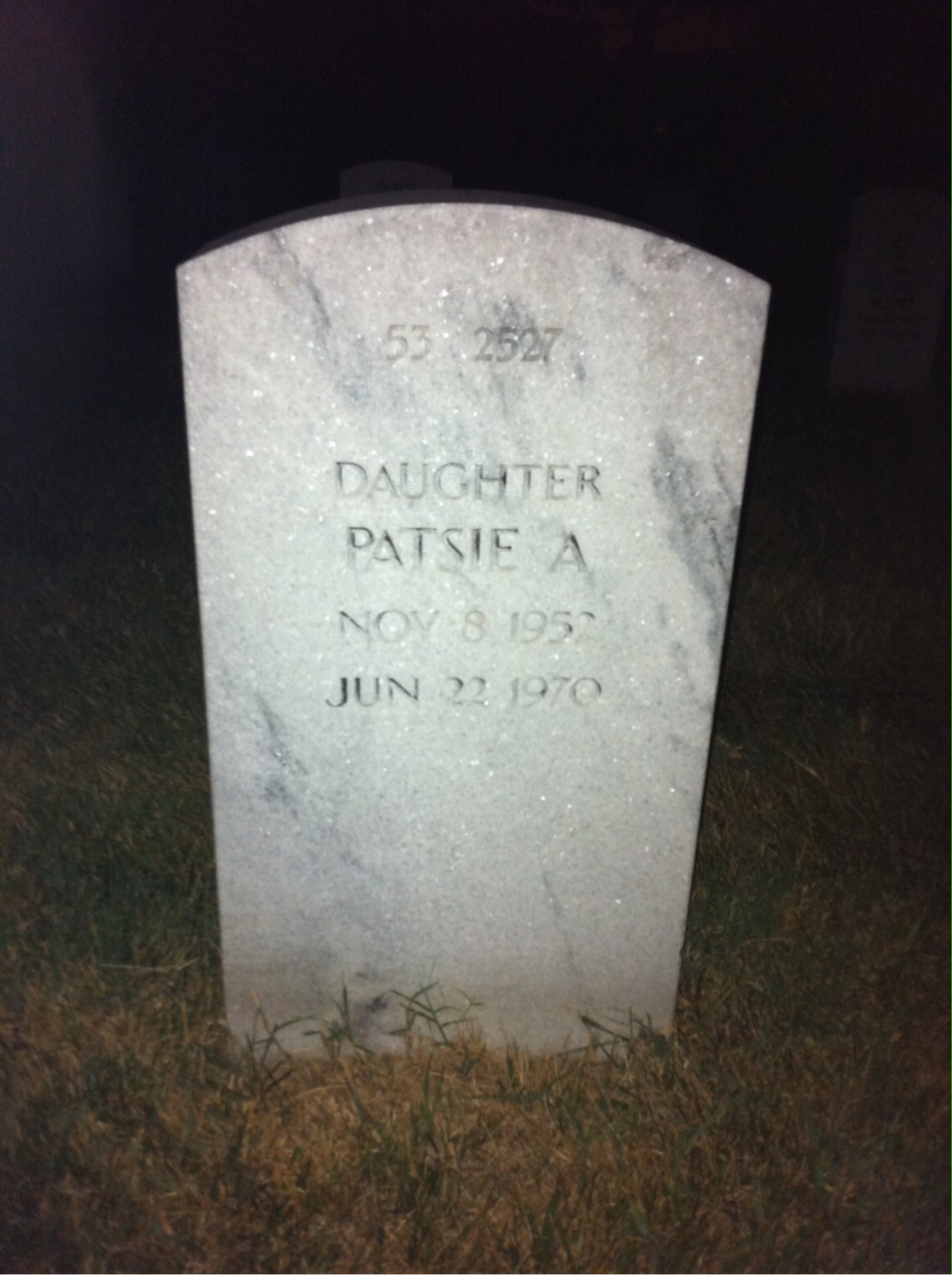 Back of headstone — Patsie Mcnaul