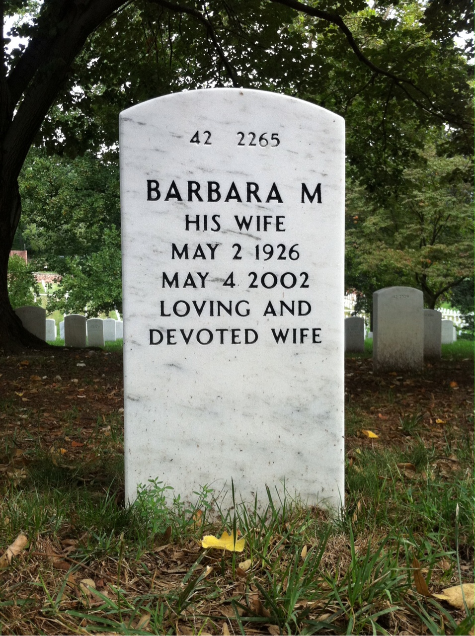 Back of headstone — Bennett Wood